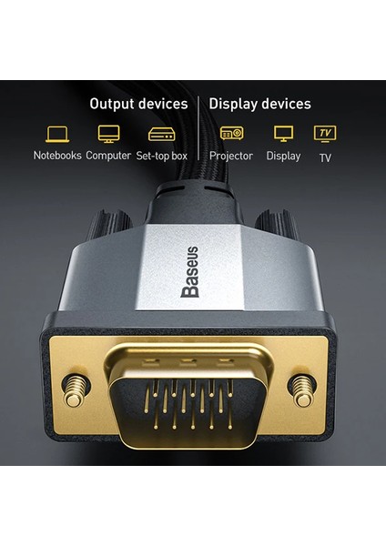 Baseus Enjoyment 1080P VGA To VGA Kablo Monitör Projeksiyon Kablosu 2METRE-(5775) - GMS6844-7186 fırsatları