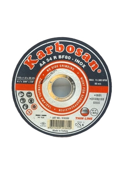 Inox Metal Kesici Disk 115MMX1.0X22 (5047) fiyatları