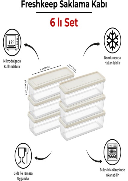 6'lı Saklama Kabı 1,3 Litre Derin Dondurucu Mikrodalga Uyumlu