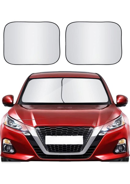 Araba Ön Cam Güneşlik Otomobil Güneşlikleri Araç Gölgelik Oto Içi Katlanır Perdesi Oto Ön Cam Güneşliği 78-68 cm 2 Parça