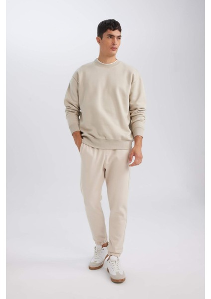 Jogger Eşofman Altı Standart Fit Basic Düz Beli Bağcıklı Lastikli Paça Cepli A6468AX24AU