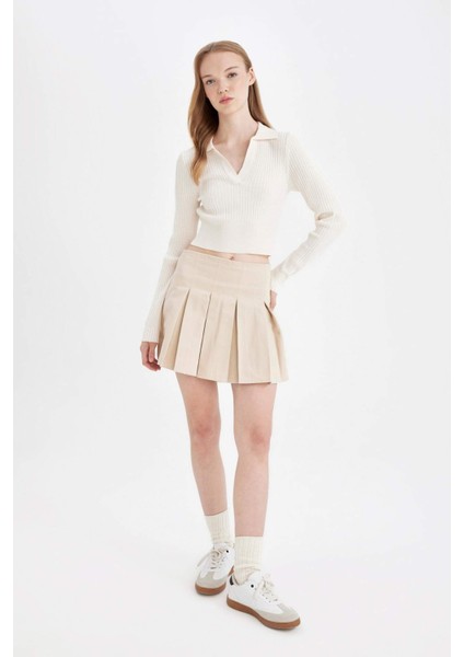 Coool Piliseli Normal Bel Basic Düz Gabardin Mini Etek D5265AX24AU modelleri
