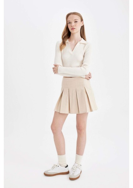 Coool Piliseli Normal Bel Basic Düz Gabardin Mini Etek D5265AX24AU fırsatları