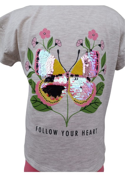 Kız Çocuk İkili Takım Kahvemelanj T-Shirt Pembe Tayt fiyatları