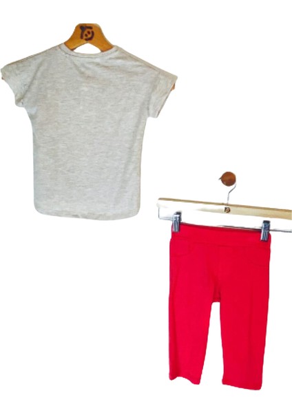 Kız Çocuk İkili Takım Kahvemelanj T-Shirt Pembe Tayt modelleri