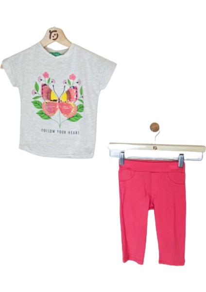 Kız Çocuk İkili Takım Kahvemelanj T-Shirt Pembe Tayt fırsatları