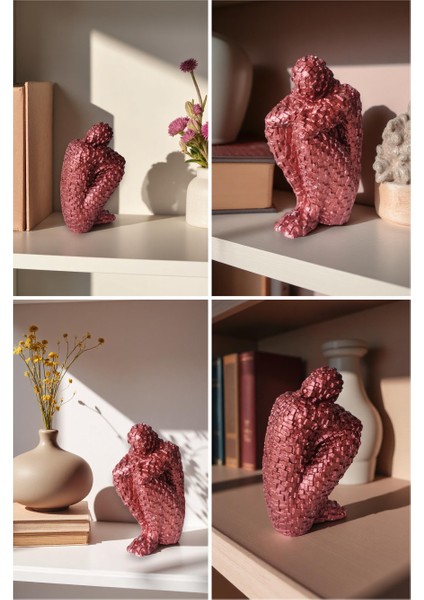 2'li Sessizlik Selâmı Düşünen Adam Minimalist Beton Mozaik Figür Kitap Tutucu modelleri