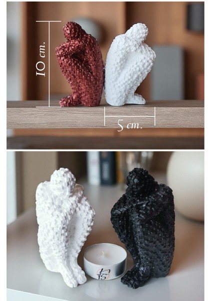 2'li Sessizlik Selâmı Düşünen Adam Minimalist Beton Mozaik Figür Kitap Tutucu indirimleri