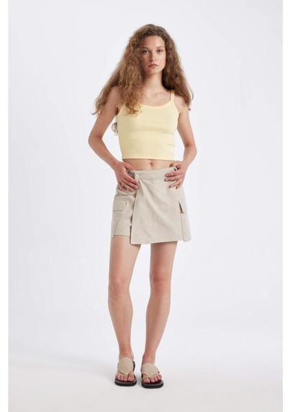 Regular Fit Normal Bel Kargo Cepli Gabardin Şort Etek D4991AX24AU fırsatları