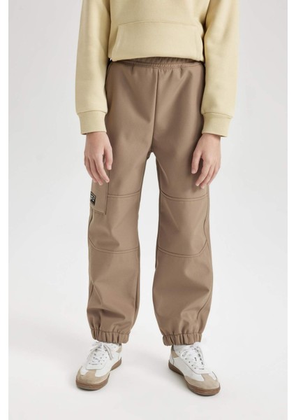 Erkek Çocuk Beli ve Paçası Lastikli Kargo Cepli Pelüş Polar Astarlı Jogger Pantolon D3460A824WN