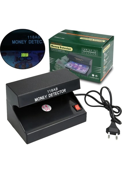 Money Decektör 118AB Tl Euro Dolar Kontrol Cihazı 110-220V Uv Işık Para Dedektörü Kontrol Cihazı, On/off Anahtarı ile Ab Kontrol
