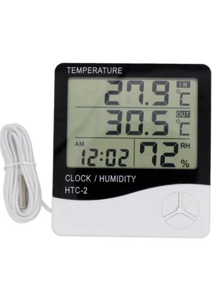 Iç ve Dış Ortam Sıcaklığını Ölçebilen LCD Ekran Saat Göstergeli Alarmlı Nem Ölçer Termometre (5047) indirimleri