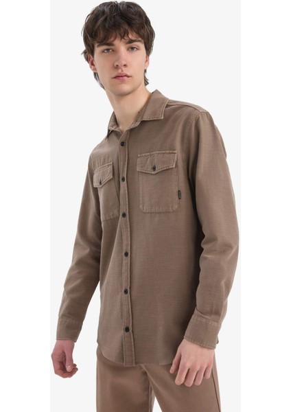 %100 Pamuk Regular Fit Polo Yaka Basic Düz Uzun Kollu Gömlek B2654AX25SP indirimleri