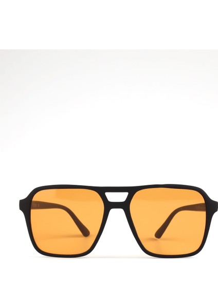 Vega 938-60 Unisex Güneş Gözlüğü Siyah Mat Çerçeve Turuncu Cam