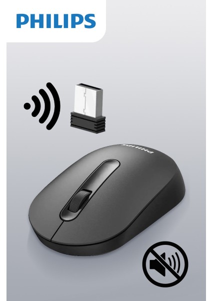 SPK7402 M402 Sessiz Wireless Kablosuz Mouse Siyah (Usb Alıcılı )