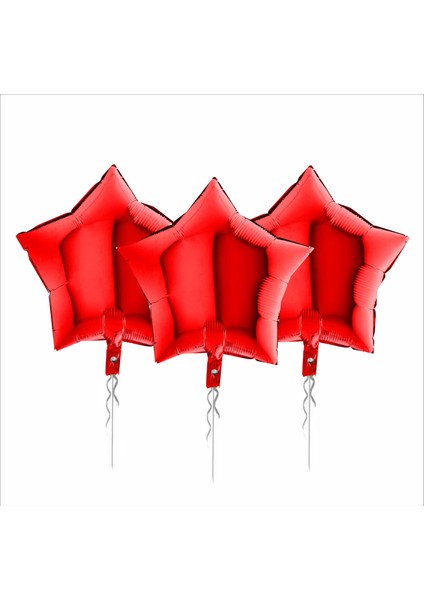 3 Adet Yıldız Folyo Balon Kırmızı 18 Inc