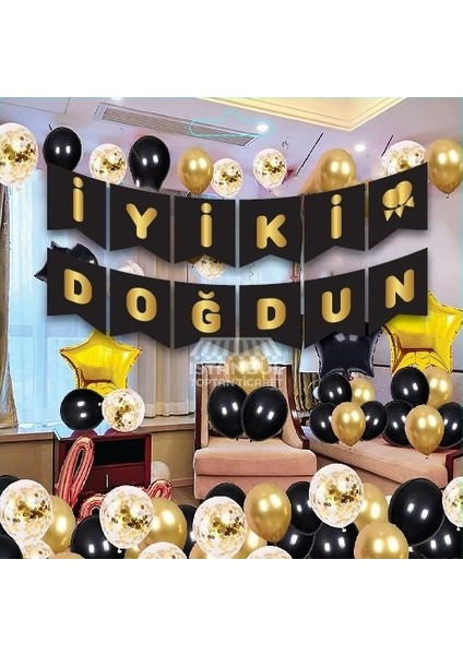 Siyah-Gold Iyi Ki Doğdun Banner fiyatları