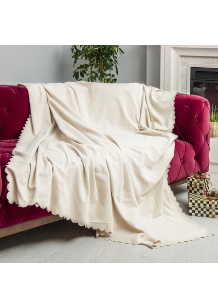 Kaymaz Koltuk Örtüsü Çift Taraflı Mikrofiber Şönil 175x300 cm Ekru – Kedi Köpek ve Çocuk Dostu