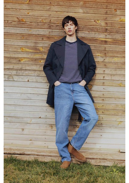 Slim Fit Dar Kesim Düğmeli Kemerli Trençkot D5528AX25SP