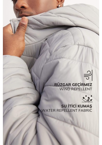 Fit Su İtici Regular Fit Kapüşonlu Fermuarlı Dokuma Mont D6183AX25SP