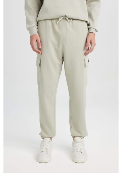 Regular Fit Jogger Eşofman Altı Basic Düz Kargo Cepli Lastikli Paça D5252AX25SP