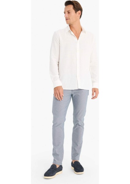 %100 Pamuk Regular Fit İnce Kumaş Polo Yaka Uzun Kollu Gömlek D7394AX25SP