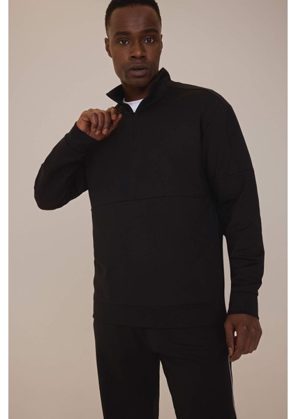 DeFacto Fit Standart Fit Dik Yaka Fermuarlı Skuba Dalgıç Kumaş Sporcu Sweatshirt D7305AX25SP fiyatları