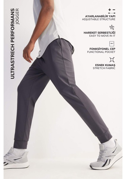 Fit Slim Fit Dar Kesim Standart Paça Multifonksiyonel Ultrastrech Sporcu Jogger Eşofman Altı