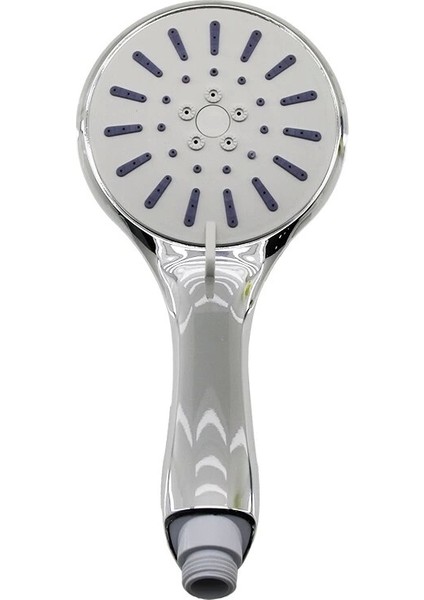 Büyük Krom Gövde - Beyaz Zemin-Gri Iğneler Kademeli Duş Başlık Poşetli Ambalaj (5047)