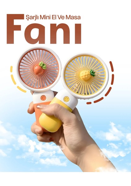 Şarjlı Masa ve El Fan Taşınabilir Şarjlı Edilebilir Mini Fan