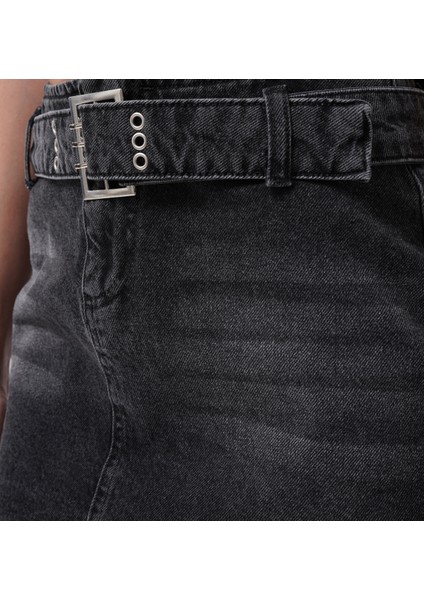 Kemer Detay Denim Mini Siyah Etek fırsatları