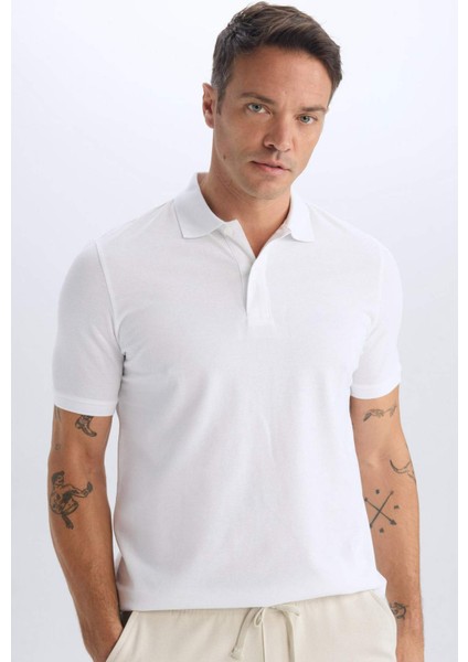 %100 Pamuk Regular Fit Polo Yaka Kısa Kollu Basic Düz Pike Kumaş Tişört C1293AX25SP fiyatları