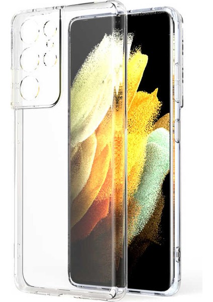 Samsung Galaxy S21 Ultra Uyumlu Kamera Korumalı Yumuşak Dokulu ve Şık Koruma Şeffaf Kılıf