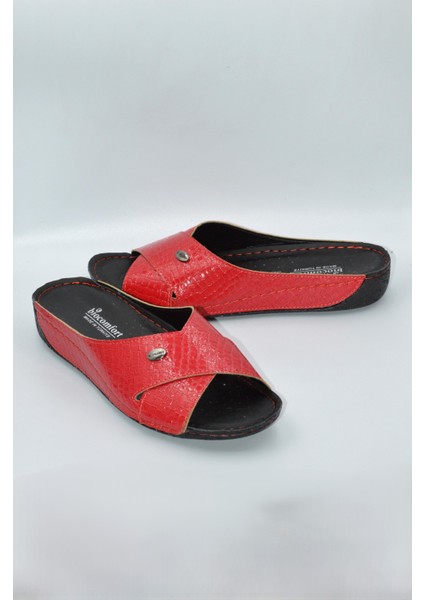 Berry Anatomik Dört Mevsim Krokodil Kırmızı Kadın Terlik - 1002 modelleri