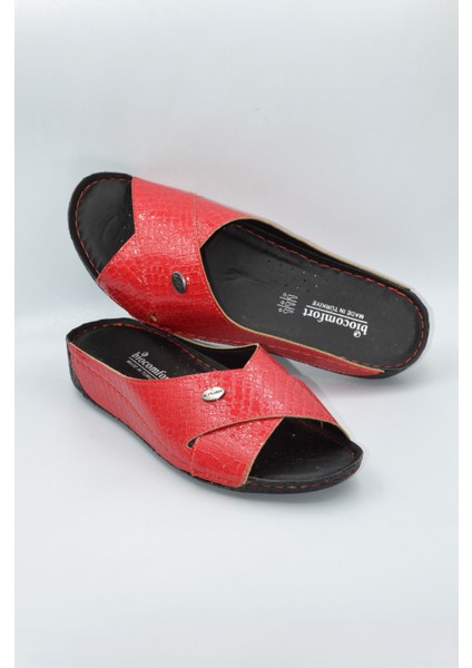 Berry Anatomik Dört Mevsim Krokodil Kırmızı Kadın Terlik - 1002 fırsatları