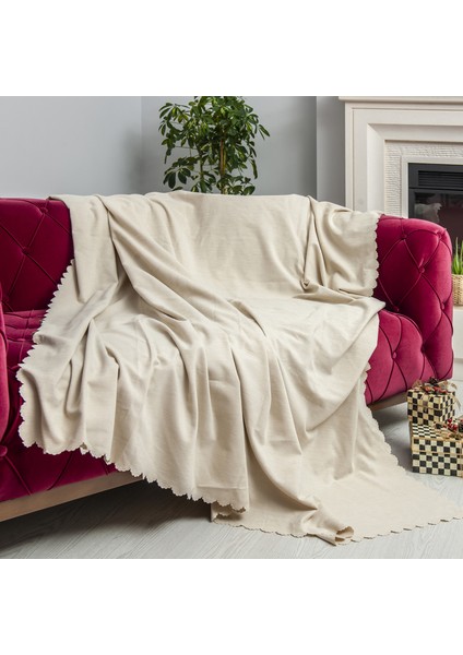 Kaymaz Koltuk Örtüsü Çift Taraflı Mikrofiber Şönil 175x300 cm Krem – Kedi Köpek ve Çocuk Dostu