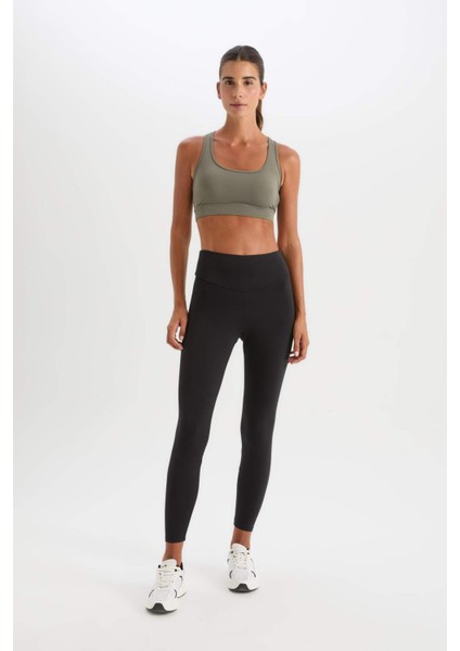 Fit Yüksek Bel Beli Saran Esnek Basic Düz Sporcu Tayt B4147AX25SP