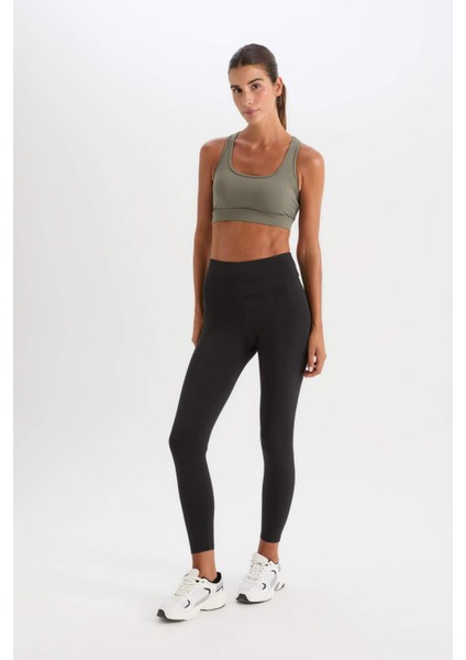 Fit Yüksek Bel Beli Saran Esnek Basic Düz Sporcu Tayt B4147AX25SP
