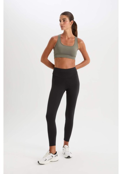 Fit Yüksek Bel Beli Saran Esnek Basic Düz Sporcu Tayt B4147AX25SP