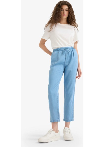 Pull On Carrot Fit Yüksek Bel Bilek Boy Tensel Yıkamalı Pantolon D8237AX25SM