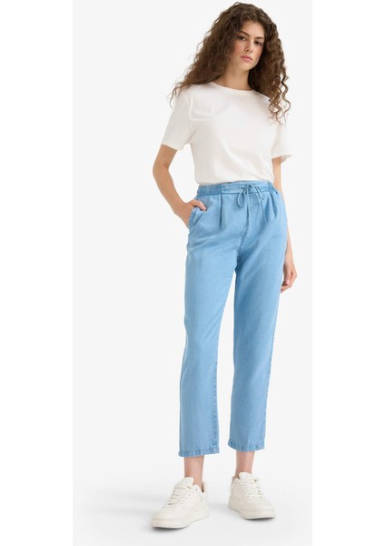 Pull On Carrot Fit Yüksek Bel Bilek Boy Tensel Yıkamalı Pantolon D8237AX25SM