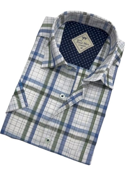 Erkek Klasik Rahat Kesim Ekoseli Kısa Kollu Gömlek