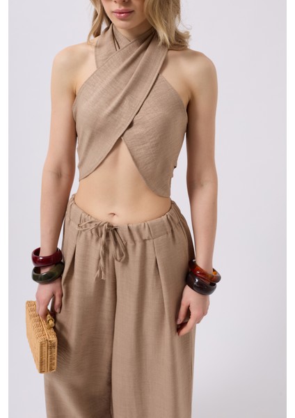 Çapraz Bağlamalı Keten Vizon Crop fırsatları