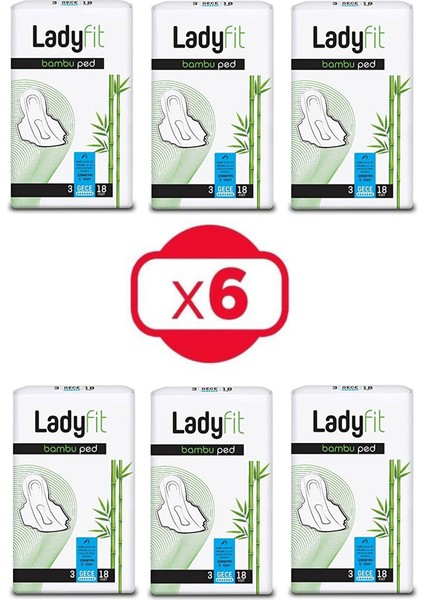 Bambu Ped Gece 18'li x 6 Paket 108 Adet