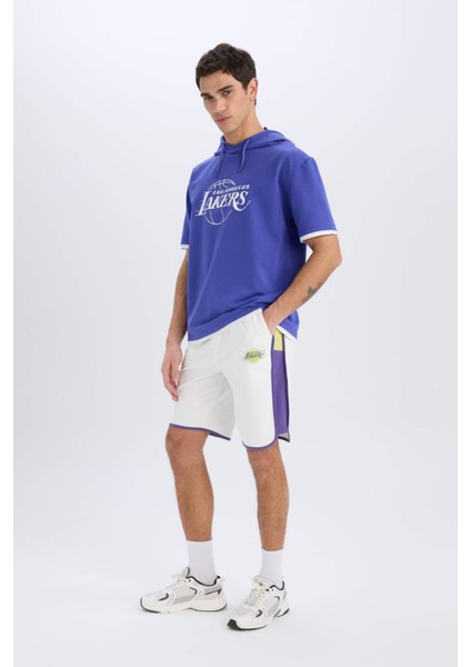 Fit NBA Los Angeles Lakers Standart Fit Kısa Paça Şort W9811AZ25SP