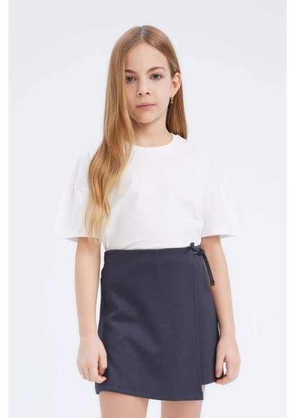 Kız Çocuk Relax Fit Bisiklet Yaka Basic Düz Kısa Kollu Tişört Z5095A625SM