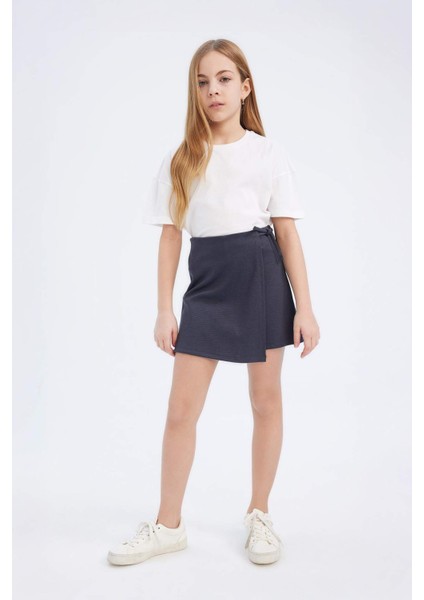 Kız Çocuk Relax Fit Bisiklet Yaka Basic Düz Kısa Kollu Tişört Z5095A625SM fiyatları