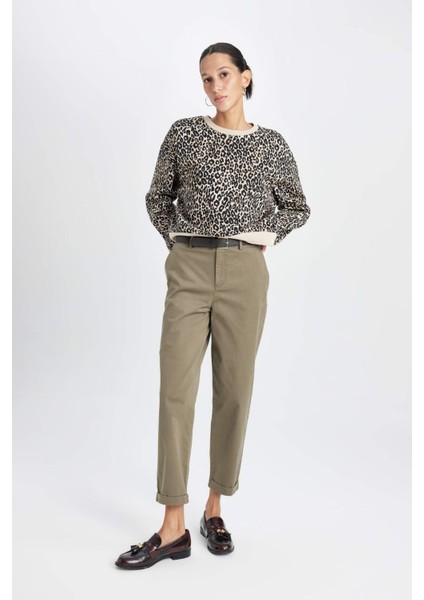 Carrot Fit Kemerli Gabardin Pantolon Cepli Yüksek Bel Düz Paça D7413AX24AU
