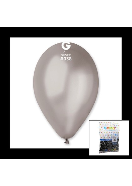 GM-110-38 Metalik - Gümüş Balon 11&amp;apos;&amp;apos; - 28CM - 100 Parça (5047)