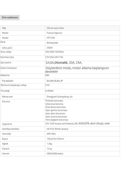 Akü Şarj Cihazı 12V/25A - 24V/15A indirimleri